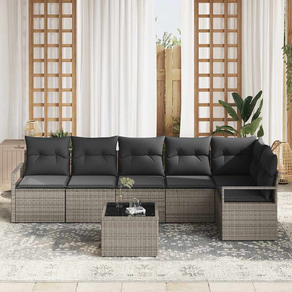 Garten-Sofa-Set mit Kissen mit Speicher 7 pcs Hellgrau
